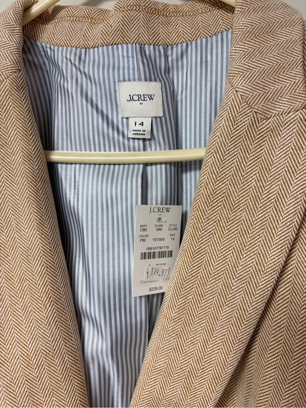 J. Crew Women's Beige Tan Herringbone Blazer - Picture 2 of 3
